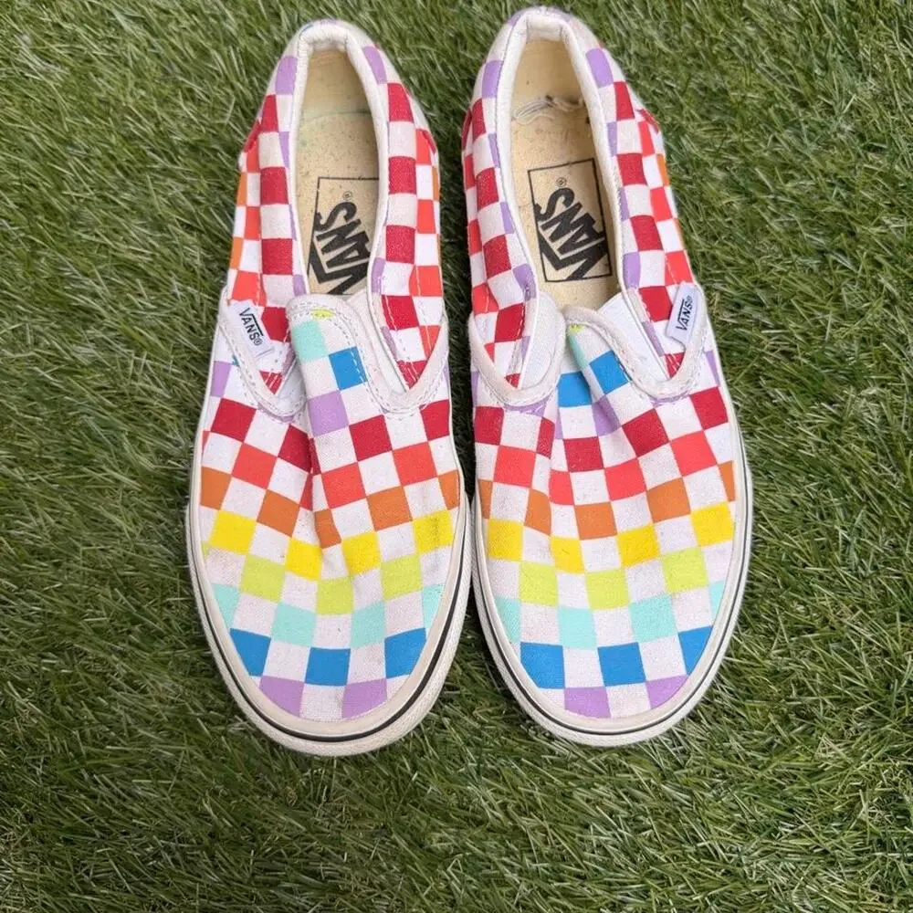 Vans rainbow checkerboard sneakers